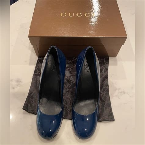 gucci blue patent leather pumps|gucci slingback pumps.